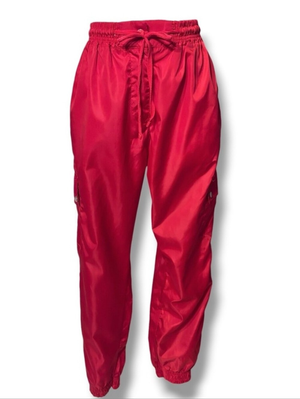 PRETTYLITTLETHING Red Windbreaker Cargo Joggers Size 6